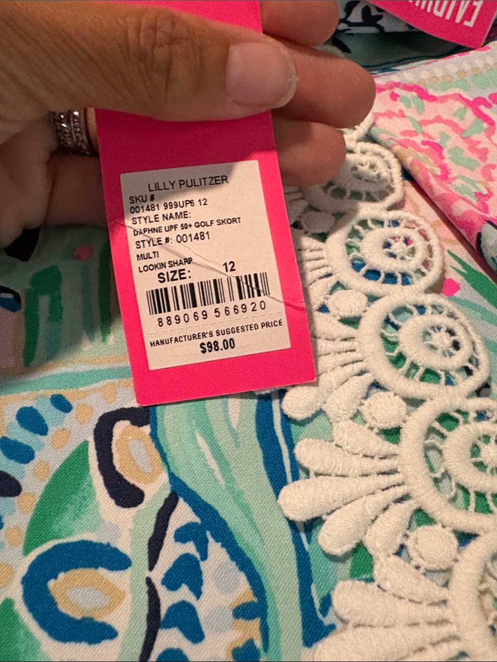 Lilly Pulitzer Daphnie Golf Skort Lookin Sharp Size 12 UPF Stretchy pockets NWT - Picture 3 of 6